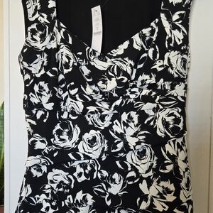 White House Black Market Black Top with Subtle White Logo